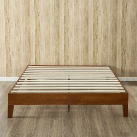 Queen size Solid Wood Low Profile Platform Bed Frame in Cherry Finish