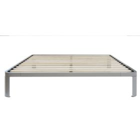 Queen size Luna Metal Platform Bed Frame with Wood Slats