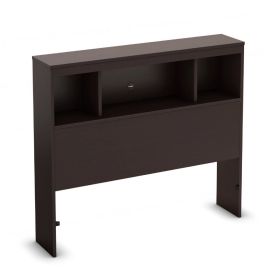 Twin size Contemporary Bookcase Headboard in Chocolate Finish