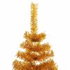 Artificial Christmas Tree with Stand Gold 7 ft PET