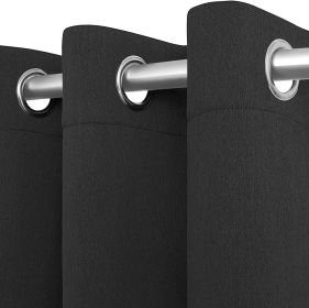 2 Panels Cozlo Blackout Curtains for Bedroom with Grommet Black Out Room Darkening Window Curtains Thermal Insulated Drapes 42x84 inch Black