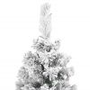 Slim Artificial Christmas Tree with Flocked Snow Green 7 ft PVC